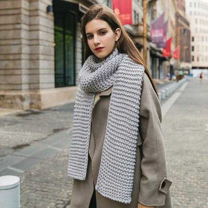 écharpe en laine épaisse femme automne et hiver - Gris - | La boutique du chapeau