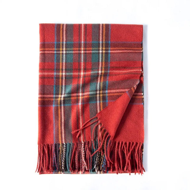 Écharpe épaisse à carreaux - Rouge - 180x65cm | La boutique du chapeau
