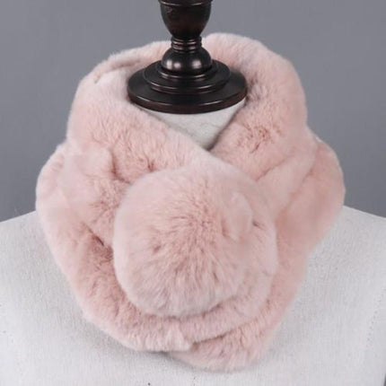 Écharpe femmes chaud 100% naturel véritable lapin rex fourrure - Rose Clair - 65cm | La boutique du chapeau