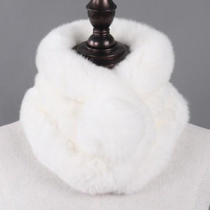 Écharpe femmes chaud 100% naturel véritable lapin rex fourrure - Blanc - 65cm | La boutique du chapeau