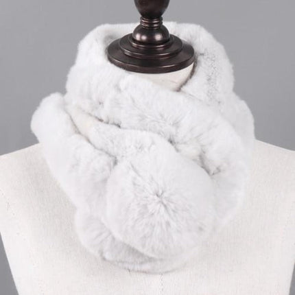 Écharpe femmes chaud 100% naturel véritable lapin rex fourrure - Gris Clair - 65cm | La boutique du chapeau