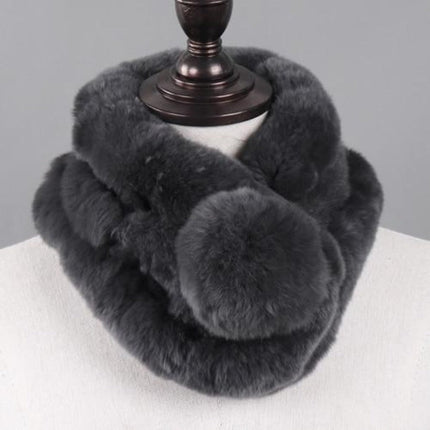Écharpe femmes chaud 100% naturel véritable lapin rex fourrure - Gris - 65cm | La boutique du chapeau