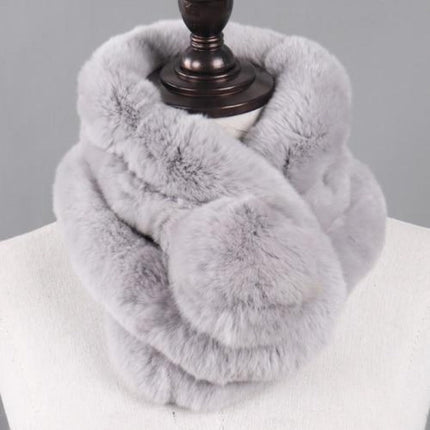 Écharpe femmes chaud 100% naturel véritable lapin rex fourrure - Gris B - 65cm | La boutique du chapeau
