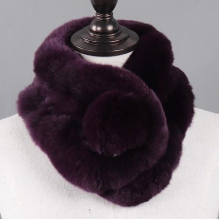Écharpe femmes chaud 100% naturel véritable lapin rex fourrure - Violet - 65cm | La boutique du chapeau