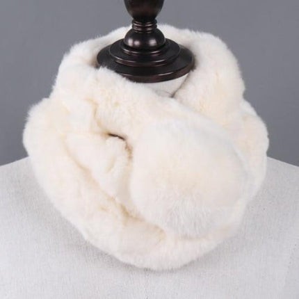 Écharpe femmes chaud 100% naturel véritable lapin rex fourrure - beige - 65cm | La boutique du chapeau