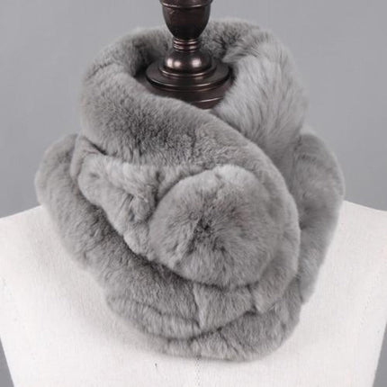 Écharpe femmes chaud 100% naturel véritable lapin rex fourrure - Gris C - 65cm | La boutique du chapeau