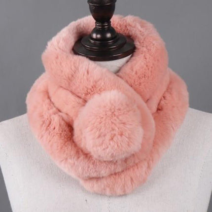 Écharpe femmes chaud 100% naturel véritable lapin rex fourrure - orange Clair - 65cm | La boutique du chapeau