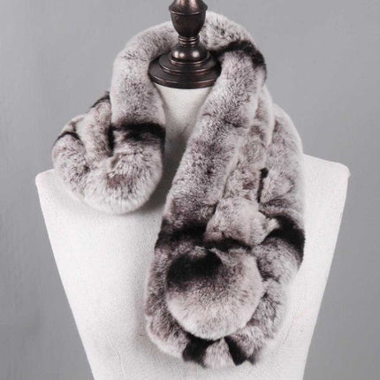 Écharpe femmes chaud 100% naturel véritable lapin rex fourrure - Blanc - 65cm | La boutique du chapeau