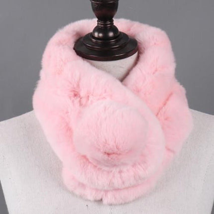Écharpe femmes chaud 100% naturel véritable lapin rex fourrure - Rose - 65cm | La boutique du chapeau