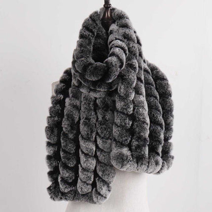 Écharpe Femmes Hiver Chaud Naturel De Fourrure - Gris - | La boutique du chapeau
