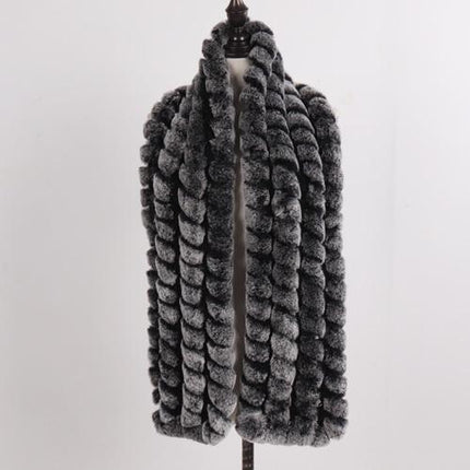 Écharpe Femmes Hiver Chaud Naturel De Fourrure - Gris - | La boutique du chapeau