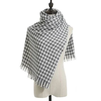 Écharpe Pied - de - Poule en Cachemire - Gris - | La boutique du chapeau