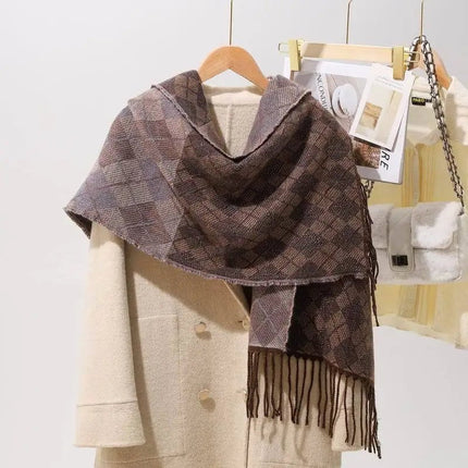 Écharpe plaid en cachemire - Café - 200x70cm | La boutique du chapeau