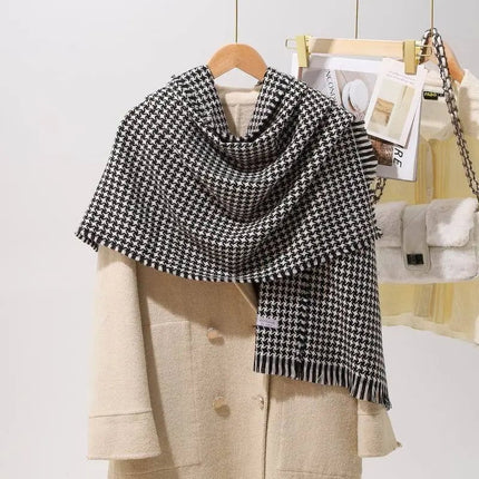 Écharpe plaid en cachemire - Gris/blanc - 200x70cm | La boutique du chapeau