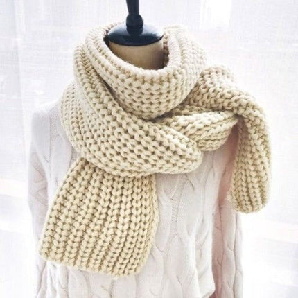 Écharpe tricotée en laine pour Femme - Beige - | La boutique du chapeau