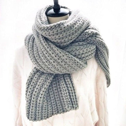 Écharpe tricotée en laine pour Femme - Gris - | La boutique du chapeau