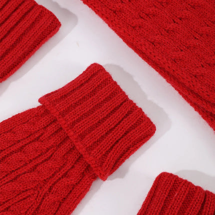 Ensemble 3 pièces de couleur unie pour femme - Rouge - Ajustable (du 54 au 59) | La boutique du chapeau