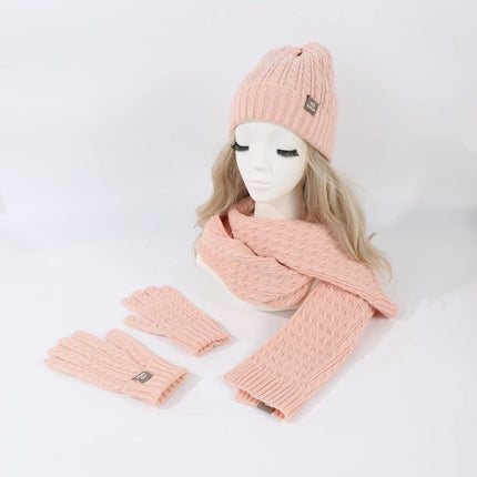 Ensemble 3 pièces de couleur unie pour femme - Rose - Ajustable (du 54 au 59) | La boutique du chapeau