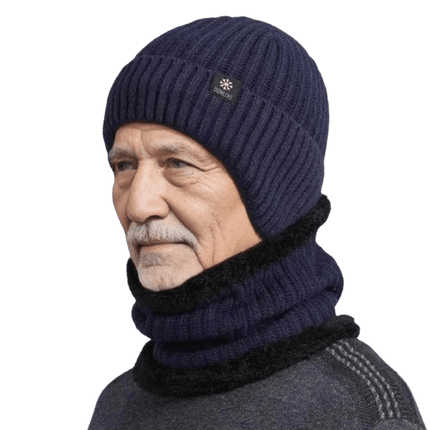 Ensemble bonnet cahe - cou pour homme - Bleu - Ajustable (du 54 au 59) | La boutique du chapeau