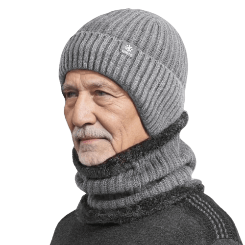 Ensemble bonnet cahe - cou pour homme - Gris - Ajustable (du 54 au 59) | La boutique du chapeau