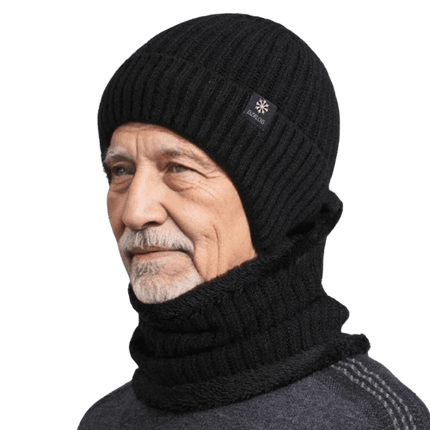 Ensemble bonnet cahe - cou pour homme - Noir - Ajustable (du 54 au 59) | La boutique du chapeau