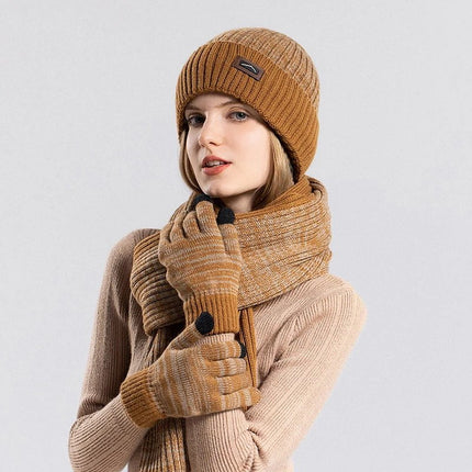Ensemble bonnet d'hiver, gants, écharpe - Kaki - Ajustable (du 54 au 59) | La boutique du chapeau