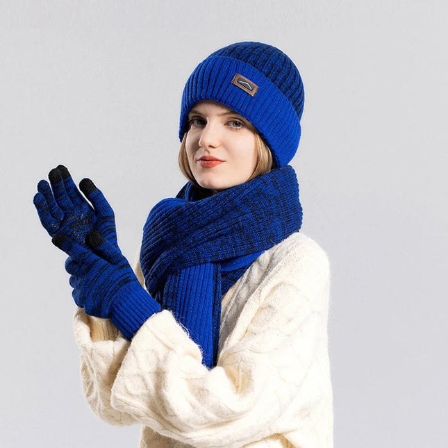 Ensemble bonnet d'hiver, gants, écharpe - Bleu - Ajustable (du 54 au 59) | La boutique du chapeau