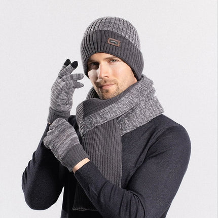 Ensemble bonnet d'hiver, gants, écharpe - Gris - Ajustable (du 54 au 59) | La boutique du chapeau
