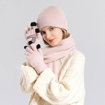 Ensemble bonnet écharpe et gants en acrylique - Kaki - Ajustable (du 54 au 59) | La boutique du chapeau