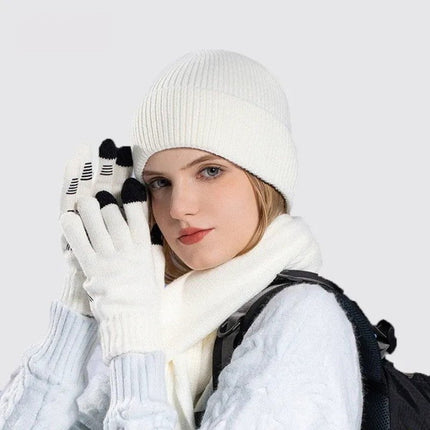 Ensemble bonnet écharpe et gants en acrylique - Kaki - Ajustable (du 54 au 59) | La boutique du chapeau