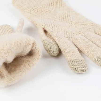 Ensemble bonnet, écharpe et gants en coton - Beige - Ajustable (du 54 au 59) | La boutique du chapeau