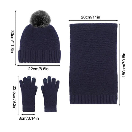Ensemble bonnet, écharpe et gants en coton - Bleu - Ajustable (du 54 au 59) | La boutique du chapeau