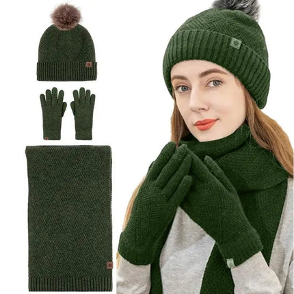 Ensemble bonnet, écharpe et gants en coton - Beige - Ajustable (du 54 au 59) | La boutique du chapeau
