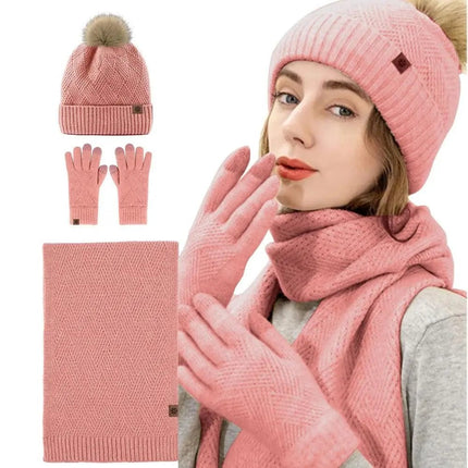Ensemble bonnet, écharpe et gants en coton - Beige - Ajustable (du 54 au 59) | La boutique du chapeau