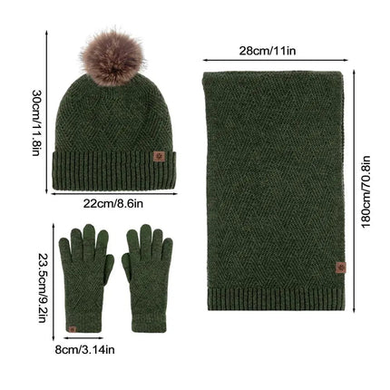 Ensemble bonnet, écharpe et gants en coton - Vert - Ajustable (du 54 au 59) | La boutique du chapeau