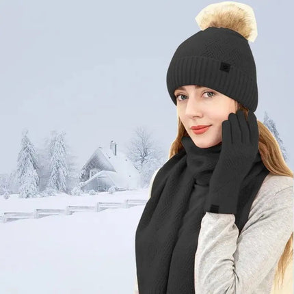 Ensemble bonnet, écharpe et gants en coton - Beige - Ajustable (du 54 au 59) | La boutique du chapeau