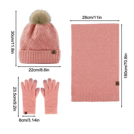Ensemble bonnet, écharpe et gants en coton - Rose - Ajustable (du 54 au 59) | La boutique du chapeau