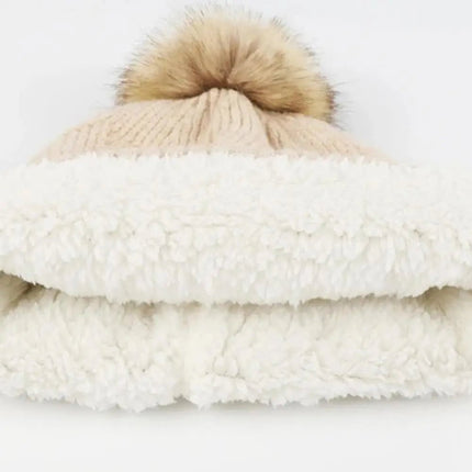Ensemble bonnet, écharpe et gants en coton - Beige - Ajustable (du 54 au 59) | La boutique du chapeau