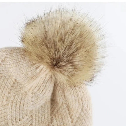 Ensemble bonnet, écharpe et gants en coton - Beige - Ajustable (du 54 au 59) | La boutique du chapeau