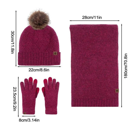 Ensemble bonnet, écharpe et gants en coton - Violet - Ajustable (du 54 au 59) | La boutique du chapeau