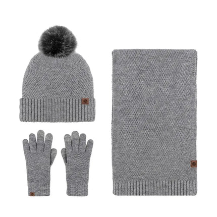 Ensemble bonnet, écharpe et gants en coton - Beige - Ajustable (du 54 au 59) | La boutique du chapeau