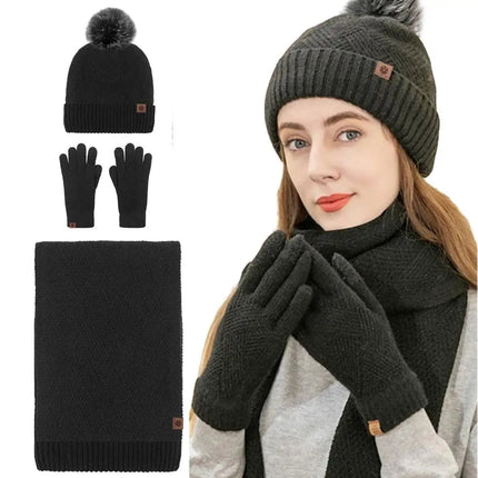 Ensemble bonnet, écharpe et gants en coton - Beige - Ajustable (du 54 au 59) | La boutique du chapeau