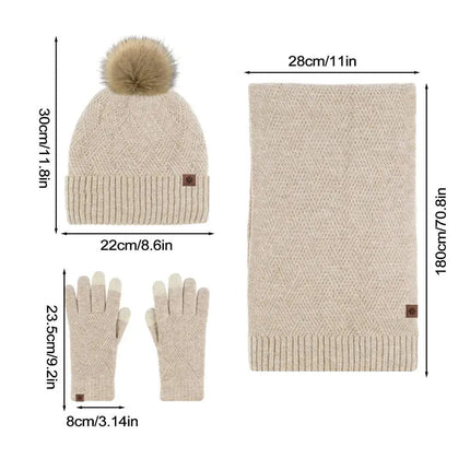 Ensemble bonnet, écharpe et gants en coton - Gris - Ajustable (du 54 au 59) | La boutique du chapeau