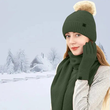 Ensemble bonnet, écharpe et gants en coton - Beige - Ajustable (du 54 au 59) | La boutique du chapeau