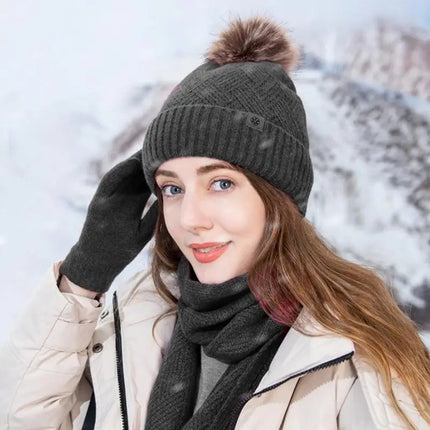 Ensemble bonnet, écharpe et gants en coton - Beige - Ajustable (du 54 au 59) | La boutique du chapeau