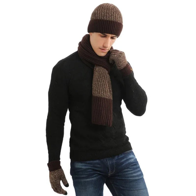 Ensemble bonnet écharpe et gants pour homme - Noir - Ajustable (du 54 au 59) | La boutique du chapeau