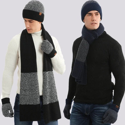 Ensemble bonnet écharpe et gants pour homme - Noir - Ajustable (du 54 au 59) | La boutique du chapeau