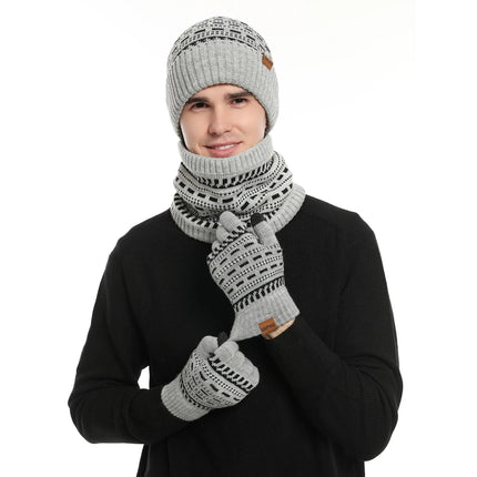 Ensemble bonnet echarpe et gants unisexe - Gris clair - Ajustable (du 54 au 59) | La boutique du chapeau