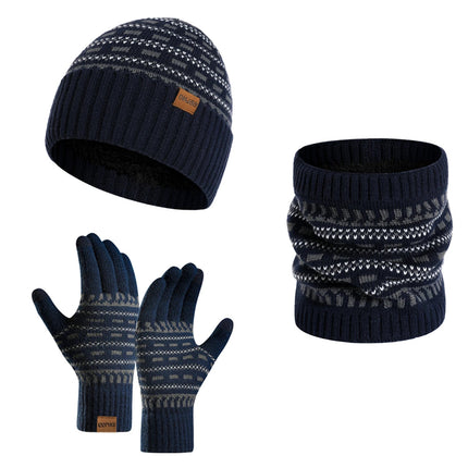 Ensemble bonnet echarpe et gants unisexe - Bleu marine - Ajustable (du 54 au 59) | La boutique du chapeau