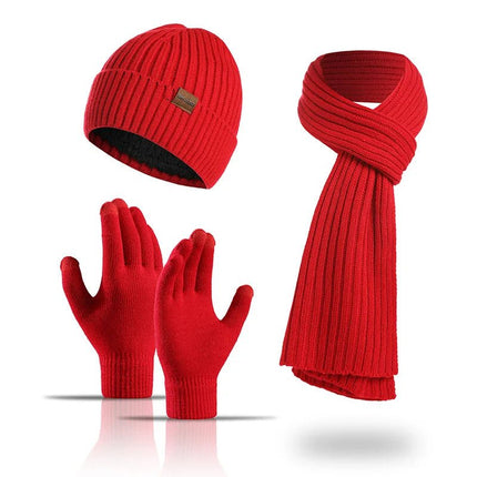 Ensemble bonnet écharpe et gants unisexe - Rouge - Ajustable (du 54 au 59) | La boutique du chapeau